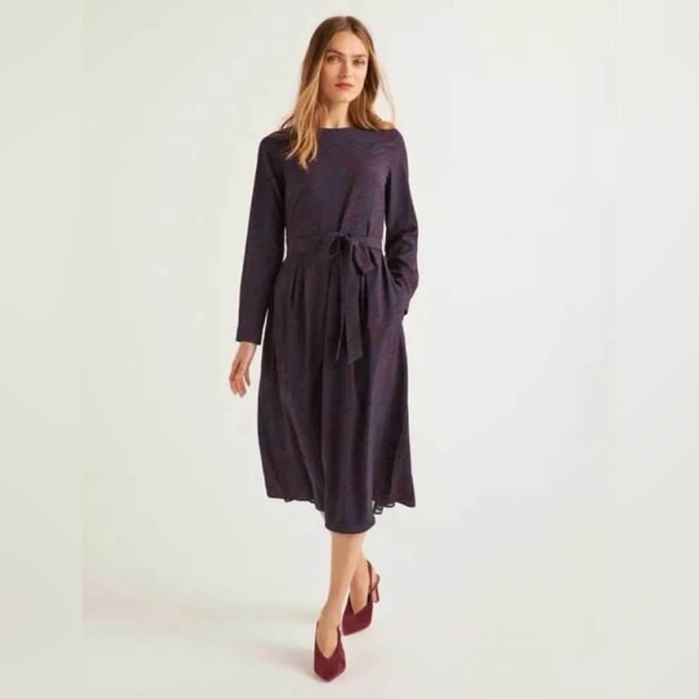 BODEN Lydia Dress Maroon Zebra Spot